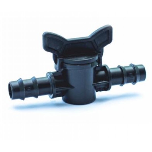 Кран проходной для капельной трубы 16мм