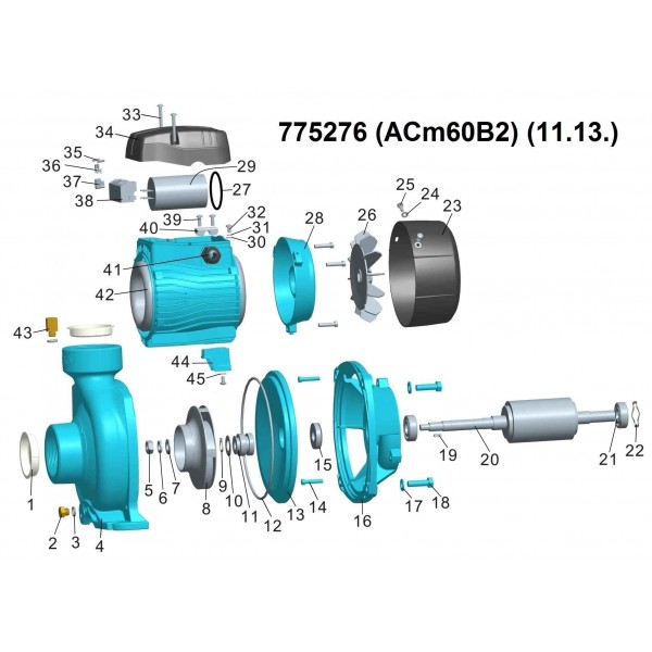 Насос центробежный 0.6кВт Hmax 12,5м Qmax 400л/мин 2