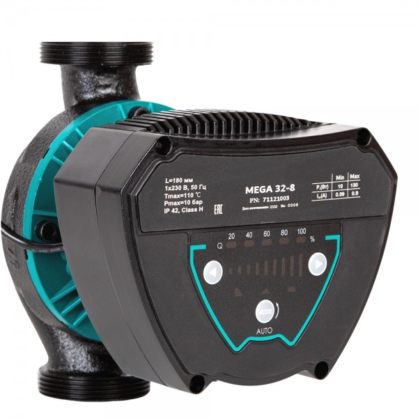 Насос циркуляционный энергосберегающий 8-130Вт Hmax 8м Qmax 108л/мин Ø1½