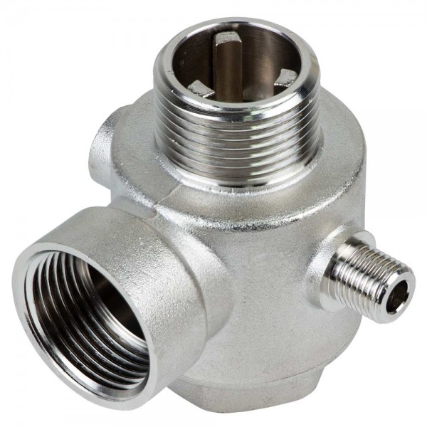 Соединитель пятивыводной + обратный клапан 80мм M1”×F1”×F1”×M1/4”×F1/4” Silver 480г AQUATICA (779601)