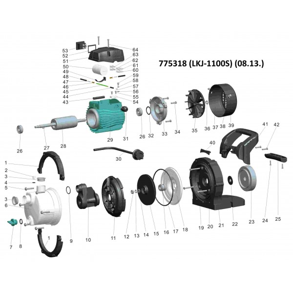 Насос центробежный самовсасывающий 1.1кВт Hmax 46м Qmax 70л/мин (нерж) LEO (775318)
