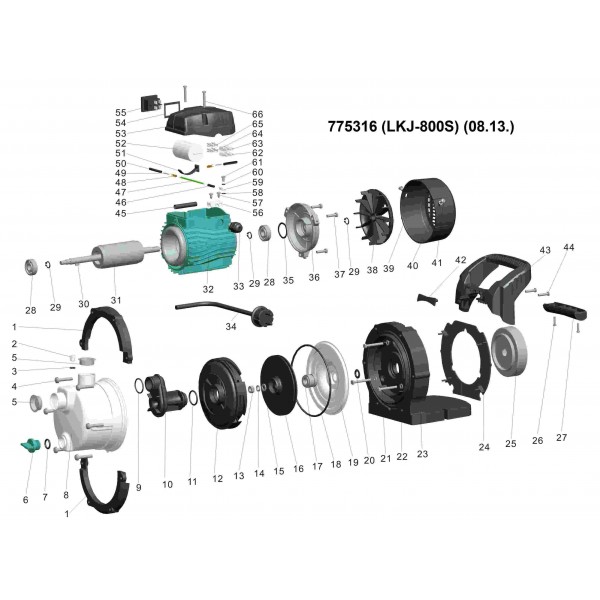 Насос центробежный самовсасывающий 0.8кВт Hmax 40м Qmax 50л/мин (нерж) LEO (775316)
