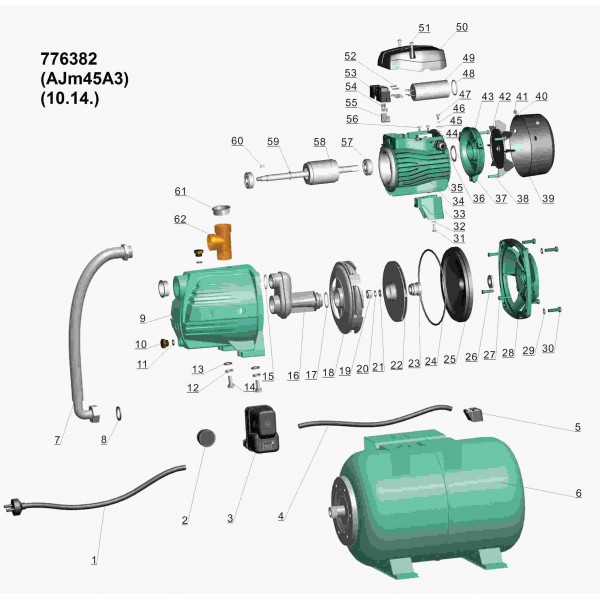 Станция 0.45кВт Hmax 41м Qmax 45л/мин (самовсасывающий насос) 24л LEO 3.0 (776382)