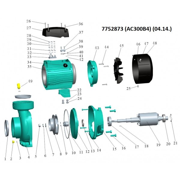 Насос центробежный 380В 3.0кВт Hmax 20м Qmax 1200л/мин 4