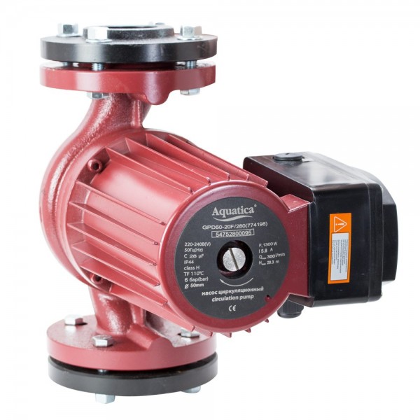 Насос циркуляционный фланцевый 1.0кВт Hmax 10.3м Qmax 500л/мин DN65 300мм + ответн фланец AQUATICA (774159)