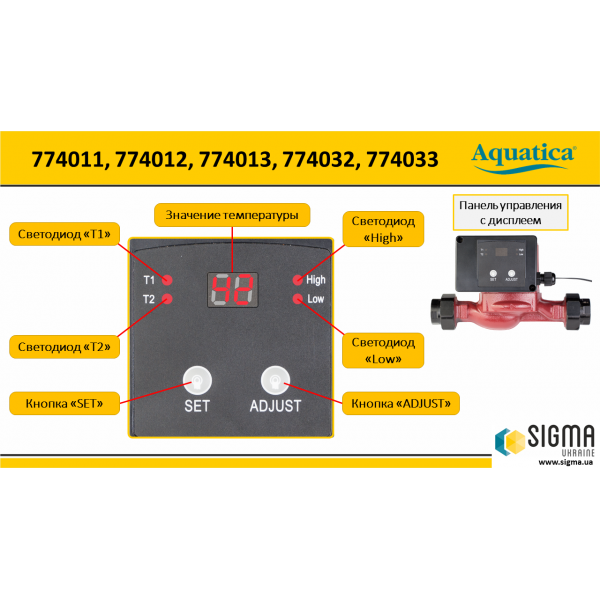 Насос циркуляционный с термодатчиком 100Вт Hmax 6м Qmax 75л/мин Ø1½