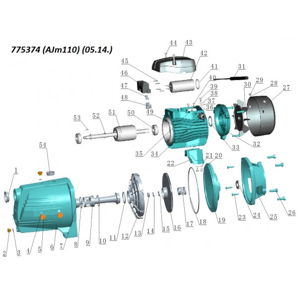 Насос центробежный самовсасывающий 1.1кВт Hmax 55м Qmax 100л/мин LEO 3.0 AJm110 (775374)