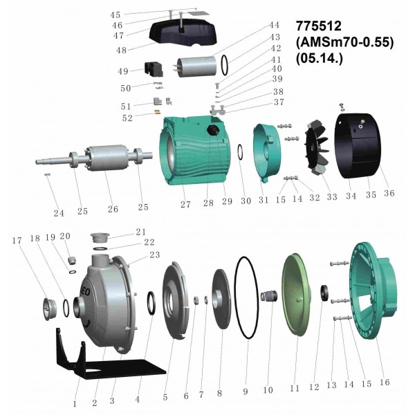 Насос центробежный 0.55кВт Hmax 29.5м Qmax 80л/мин (нерж) LEO 3.0 (AMSm70/0.55) (775512)