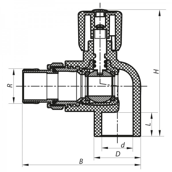 Кран радиаторный 25x3/4 угловой PPR KOER K0158.PRO (KP0202)