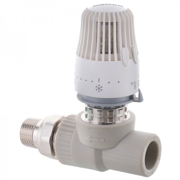 Кран термостатический с термоголовкой прямой PPR 20x1/2 KOER K0155.PRO (KP0198)