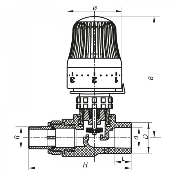 Кран термостатический с термоголовкой прямой PPR 25x3/4 KOER K0156.PRO (KP0199)