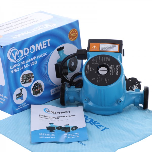 Насос циркуляционный VODOMET VM25/60-180 с кабелем, без гаек (VO0004)