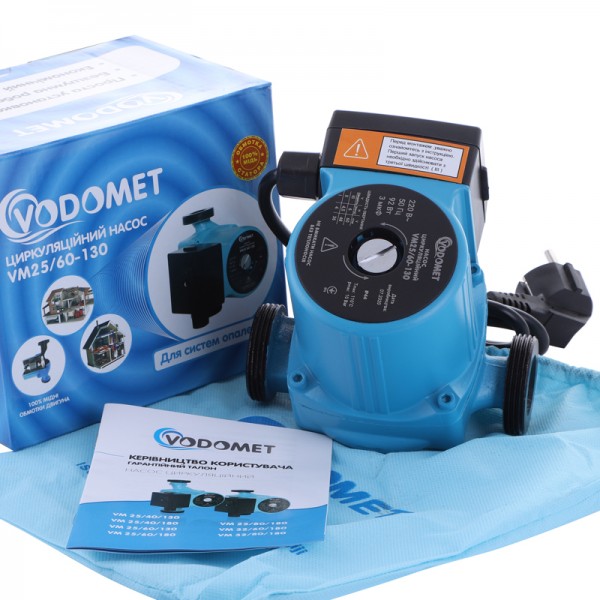 Насос циркуляционный VODOMET VM25/60-130 с кабелем, без гаек (VO0003)