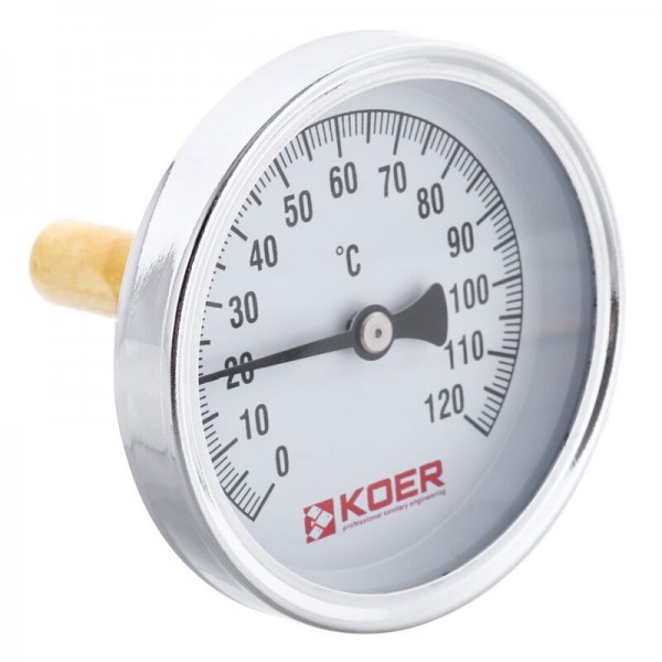 Термометр аксиальный с погружной гильзой KOER KT.671A D=63мм 1/2'' (KR2899)